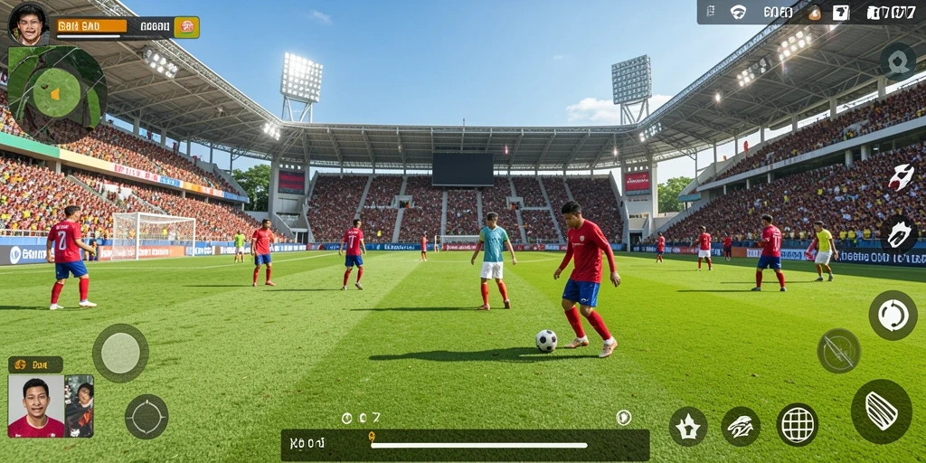 Tampilan gameplay C0077 yang seru dan menantang di lapangan sepak bola.