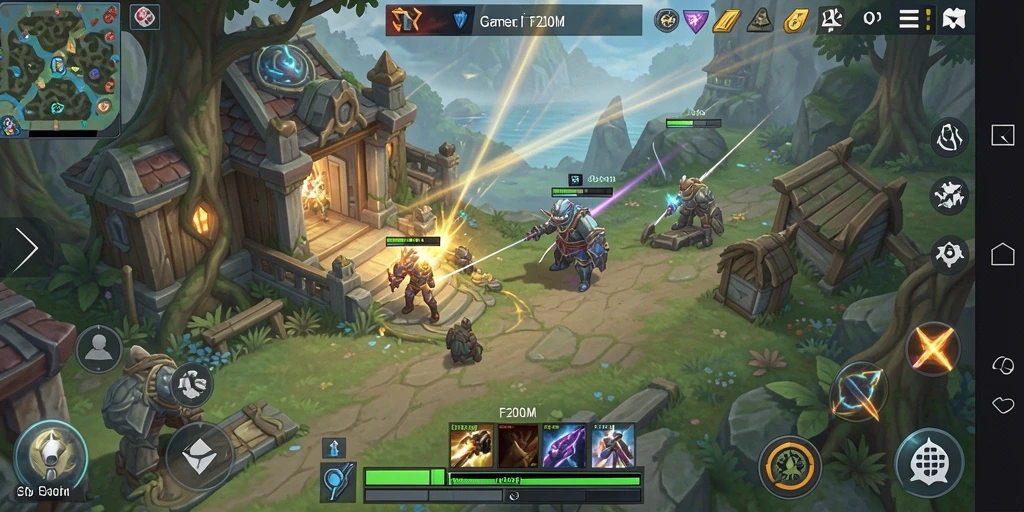 Tampilan gameplay menarik di dalam F200M dengan elemen strategi.