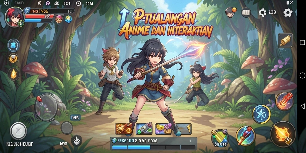 Tampilan gameplay menampilkan karakter Anime yang dinamis.