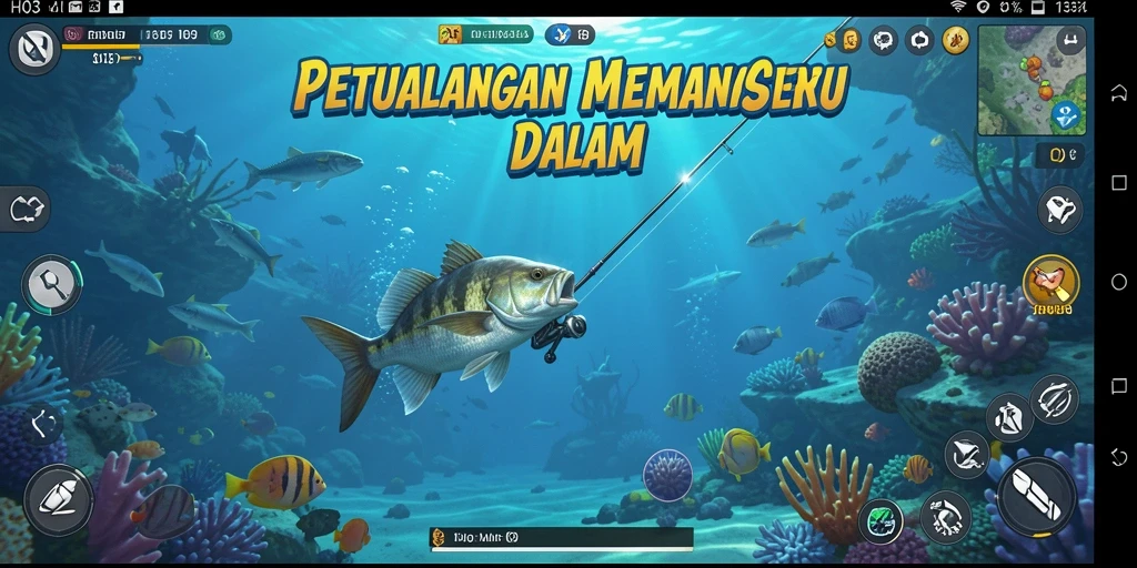 Screenshot H03 menampilkan gameplay memancing yang seru dan menantang.