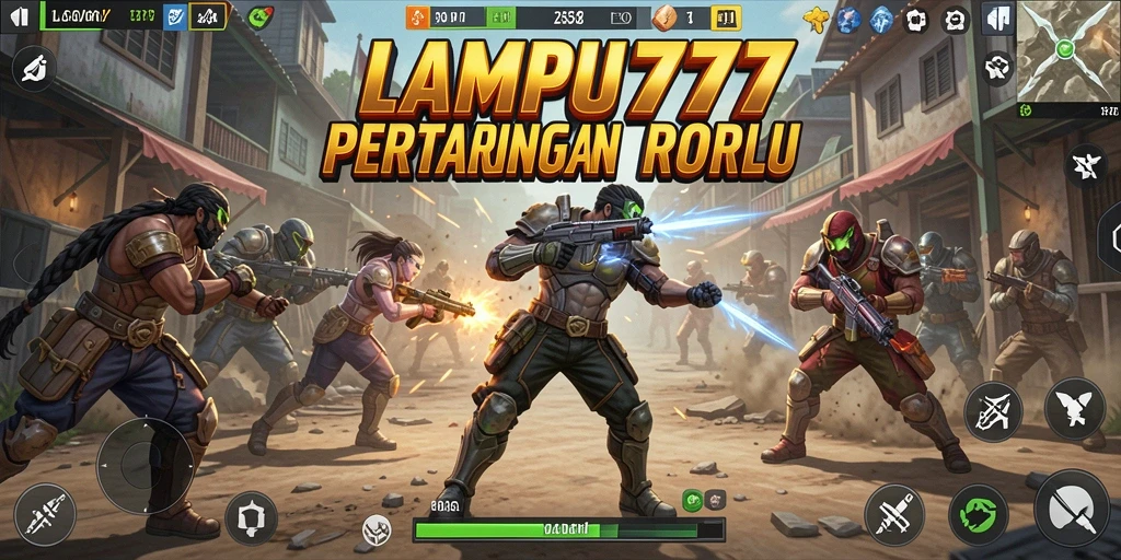 Tangkapan layar gameplay LAMPU777 yang penuh aksi di arena Battle Royale.