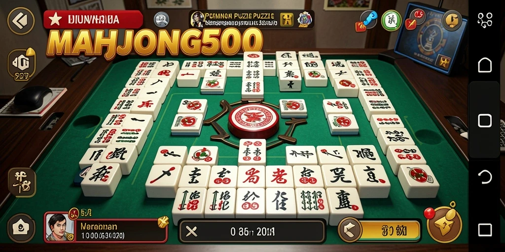 Tampilan gameplay MAHJONG500 dengan ubin yang berwarna-warni dan menarik.