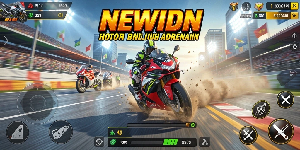 Tampilan gameplay seru balapan motor di NEWIDN.