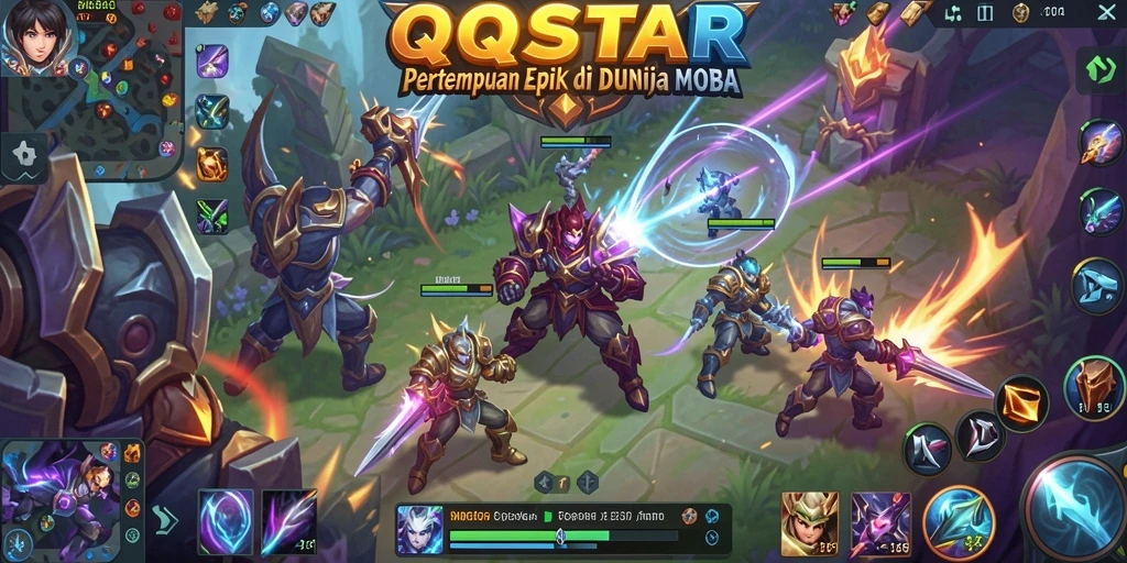Tampilan gameplay seru dari QQSTAR dengan karakter yang beraksi.