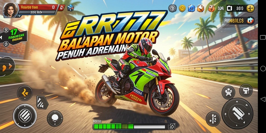 Screenshot menggambarkan intensitas balapan motor di RR777.